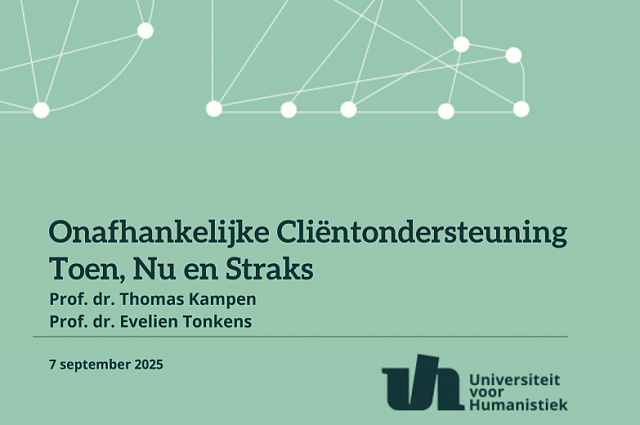 Onderzoeksrapport Universiteit voor Humanistiek over onafhankelijke cliëntondersteuning: Toen, Nu en Straks / In het kader van het 10 jaar jubileum van de Beroepsvereniging van Cliëntondersteuners (BCMB) onderzocht de Universiteit voor Humanistiek (UvH) ontwikkelingen in de zorg en aanpalende domeinen - met aandacht voor de gevolgen en kansen voor cliëntondersteuning.